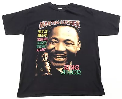 Rare Vintage MIRO Martin Luther King Jr. Free At Last T Shirt 90s Rap Black 2XL • $99.99
