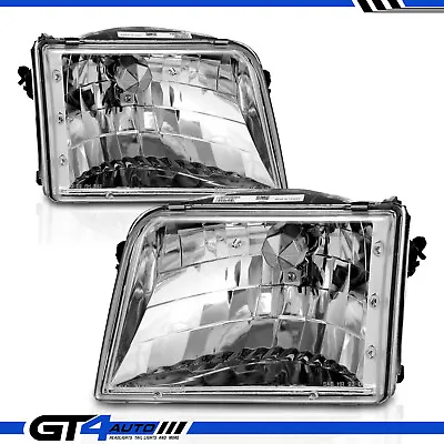 Chrome Headlights Headlamps Left Right Pair For 93-97 Ford Ranger Pickup Truck • $66.49