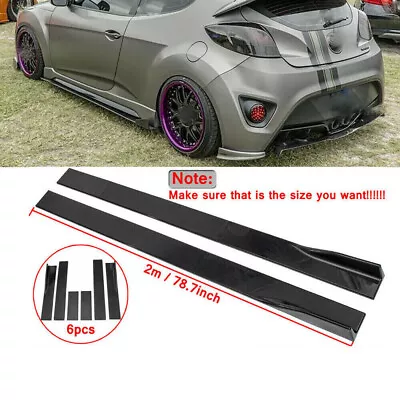 For Hyundai Veloster Turbo 11-18 78.7  Glossy Black Side Skirts Lip Rocker Panel • $40.75