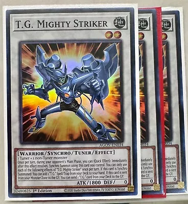 Yugioh! 3x T.G. Mighty Striker AGOV-EN034 Super Rare 1st Ed NM • $1.95