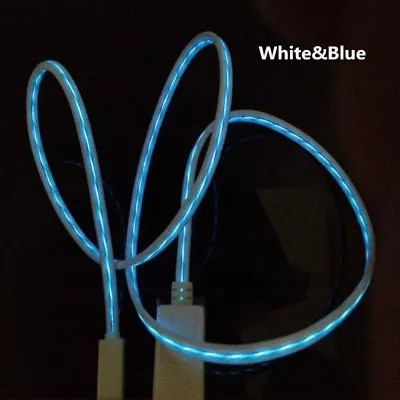 EL FLOW LED LIGHT Flowing Cable Smart Charger FOR SAMSUNG GALAXY S6 S7 Micro Usb • $11.35