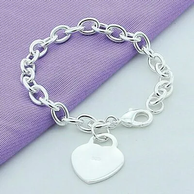 Elegant 925 Sterling Silver I Love You Heart New Fashion Charm 7.5  Bracelet  • $15.74