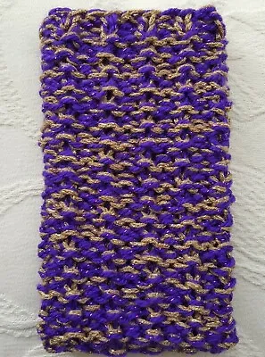 Mobile Phone Cover Sock Pouch Larger Size Iphone/samsung Etc Purple Gold Sparkle • £4.44