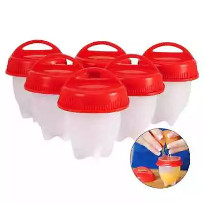 6Pcs BPA Free Silicone Egg Boiler Steamer Non-Stick Cook Cups Fast Egg Poacher • £6.97