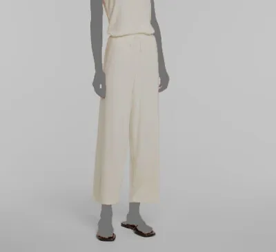 $165 Vince Women's White Ribbed Cropped Pants Size M • $53.18