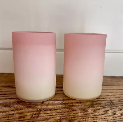 Set Of Two (2) Vintage Mid-Century Modern Burmese Peach Blow Tumblers • $50