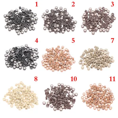 100Pcs Micro Silicone Lined Rings Links Beads Crimp Beads Hair Extensions T.OR • $1.21