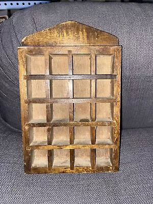 Vtg Wood Trinket Miniatures Tray Curio Thimble Display Shelf 20 Slot. 6 X9. L • $9.99