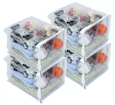4-Pack Heavy Duty Vinyl Zippered Closet Square Storage Bags (Clear) 9 X11 X7  • $12.99