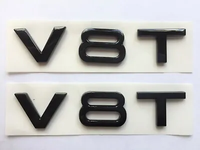 Gloss Black Twin Set V8t Badge For Side Wing Car Fender 3d Logo Fits Audi • $17.37