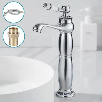 £37.89 • Buy Basin Mixer Taps Bathroom Tall Counter Top Tap Victorian Brass Faucets Chrome AB