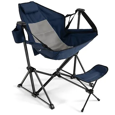 Hammock Camping Chair Folding Camping Swinging Chair W/ Retractable Footrest • £69.95