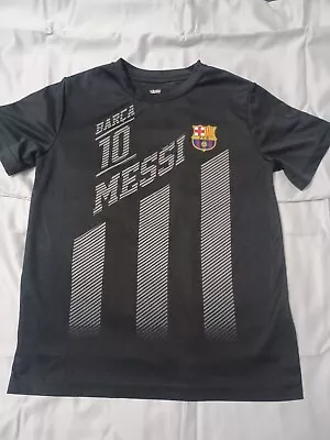 FCB Barcelona T-Shirt Futbol Soccer UEFA Forca Barca Messi Child Size L Large • $12.34