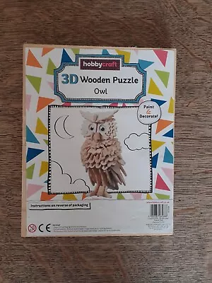 HOBBYCRAFT 3D Wooden Owl Puzzle Paint & Decorate - NEW - FREE P&P • £6.99