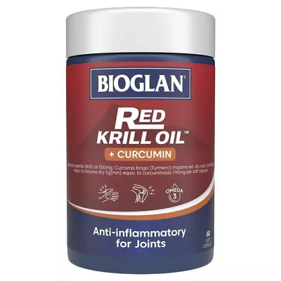 BIOGLAN Red Krill Oil + Curcumin 60 Soft Capsules • $42.15