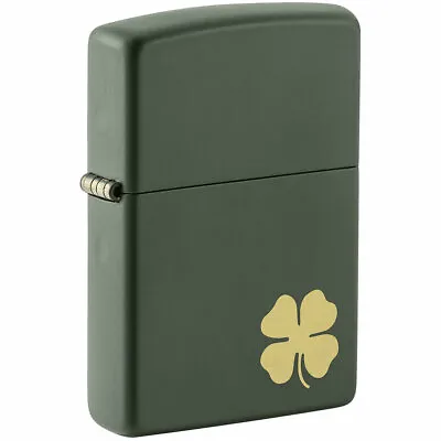 Zippo Windproof Lighter Four Leaf Clover Design Matte Green 49796 • $57.72