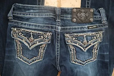 Blue Denim MISS ME Stretch JP5601B4 Jeans W/Crystals & Decorative Stitching 26 • $35