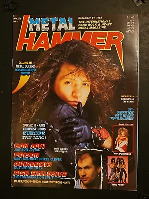 Metal Hammer Magazine Dec 5 1988 Bon Jovi Poison Celtic Frost Poster Lisa... • $8.24