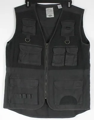 Vintage 90s Faded Black Tactical Utility Goth Vest Mens M Carti Vamp Grunge Punk • $39.99