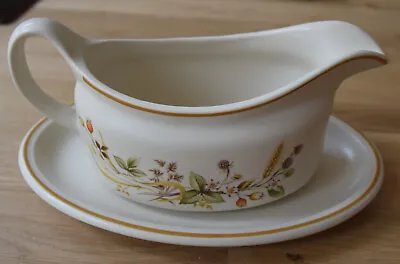 St Michael M&S HARVEST Pattern Gravy Boat On Oval Saucer • £9.99