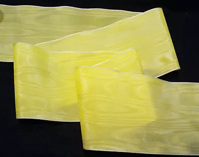 4  Wide German Moire Ribbon - Rayon - Zitrone - Yellow • $4