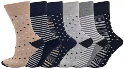 Ladies Non Elastic Socks Diabetic Gentle Wide Loose Soft Top Grip 6 Pairs UK 4-8 • £6.45