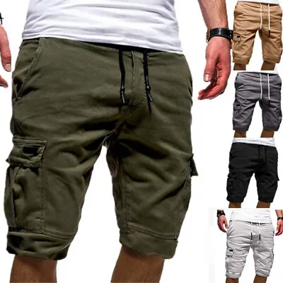 Men Casual Chino Cargo Shorts Pants Multi Pockets Summer Beach Trousers Fashion • $15.99