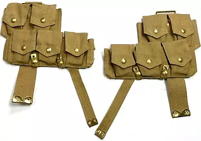 Wwi British Wealth Infantry P1908 P08 Enfield Rifle Web Ammo Pouches-pair • £77.81