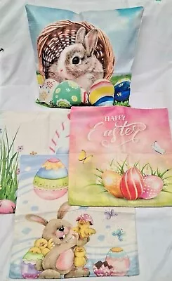 4x Easter Cushion Covers  Bunny Egg Sofa Happy Easter Decorations Easter Rabbit • £6.99