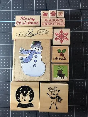 Christmas Rubber Stamp Lot Qty 12 Craft Smart Martha Stewart • $9.99