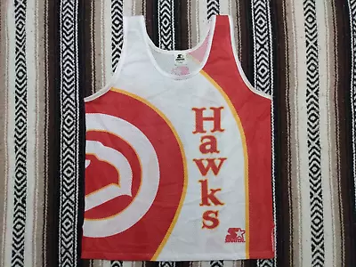 80s 90s Atlanta HAWKS Jersey Vtg Starter NBA AOP Full Print Wilkins Young M/L • $28.99