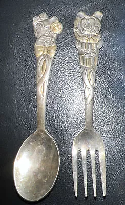 Vintage Disney Mickey And Minnie Mouse Spoon And Fork Set Korea • $19.99