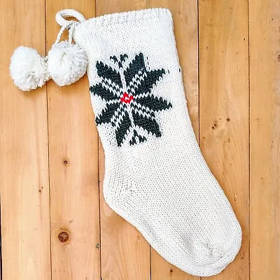 Hearth & Hand Magnolia 20  Christmas Stocking Snowflake Jacquard Knit Cream • $8.90