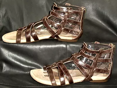 UGG Women's Brown Leather Gladiator Strappy T Strap Flat Sandal Shoes Size US 7  • $44.99