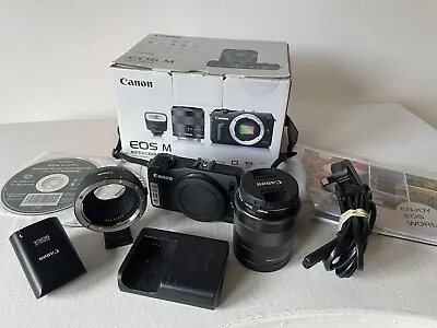 Canon EOS M 18.0MP Digital Camera Body + 18-55mm Lens + Flash + Lens Adapter • £285