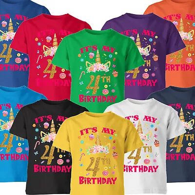 Its My  Birthday Unicorn Personalised Birthday Boys Girls Kids T Shirt Top • £6.99