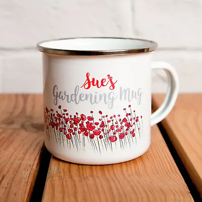 £12.99 • Buy Personalised Gardeners Mug - Poppy Design - Any Name Added To The Mug