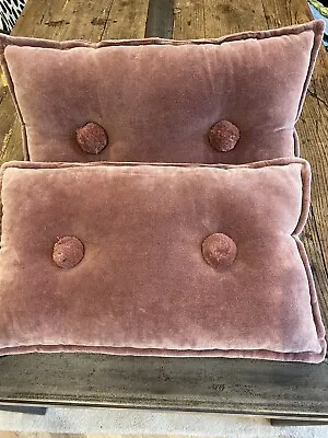 Furn Bobble Pre-filled Cushions Pair Cotton Mauve Pink  Luxe Bedroom 35 X 53cm • £22.99