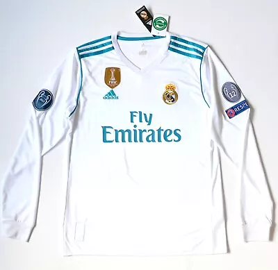 Real Madrid Jersey 17-18 UEFA Champions League And FIFA Patches Men Long Sleeve • $34.99