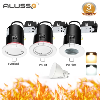 1X 6X Fire Rated IP65/IP20 Recessed GU10 Ceiling Downlight Fixed/Tilt Spot Light • £50.64