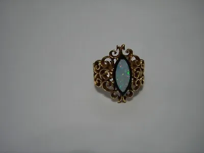 Vintage Collectible Unique Designed 14k Yellow Gold Black Onyx Opal Ring 6.25 • $364.99