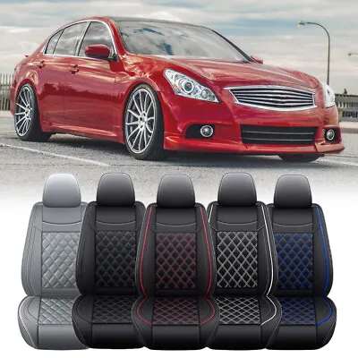 Deluxe Leather Car Seat Covers 2/5-Seat Front&Rear Cushion For Infiniti G35 G37 • $149.04