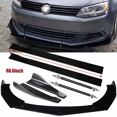 Front Bumper Lip Splitter+Side Skirt +Strut Rod For Volkswagen Jetta MK4 • $79.99