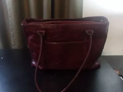 Kim Rogers Burgundy Tote Large Bag Purse Imitation Leather Double Handles  • $5.99