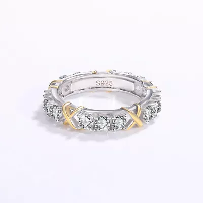 3mm 1.5Ct Full Moissanite Wedding Lymphvity Ring Women 925 Silver Plated Gold • $30.59