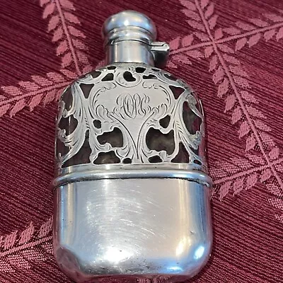 Antique Sterling Silver And Glass Flask Vintage Late 1800’s • $79