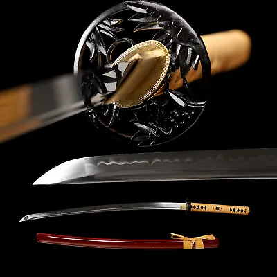 Hand Forge T10 Clay Tempered Japanese Samurai Katana Sword Real Hamon Full Tang • $99.99