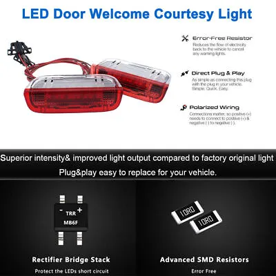 $23.39 • Buy 2PCS Welcome Courtesy LED Light Door For VW GOLF JETTA GTI MK5 MK6 MK7