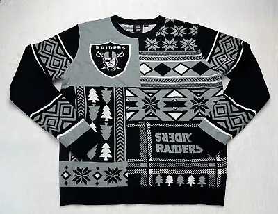 NFL Raiders Christmas GameDay Winter Sweater Silver And Black Size XL • $34.99