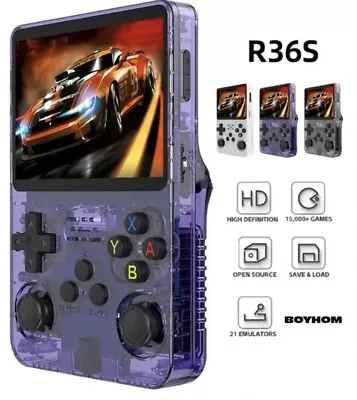 R36S Retro Handheld Game Console 64GB 15000+ Games - UK ✅3 Colour Choice • £52.97